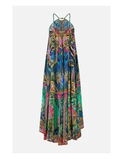 GATHER NECK HARDWARE MAXI DRESS