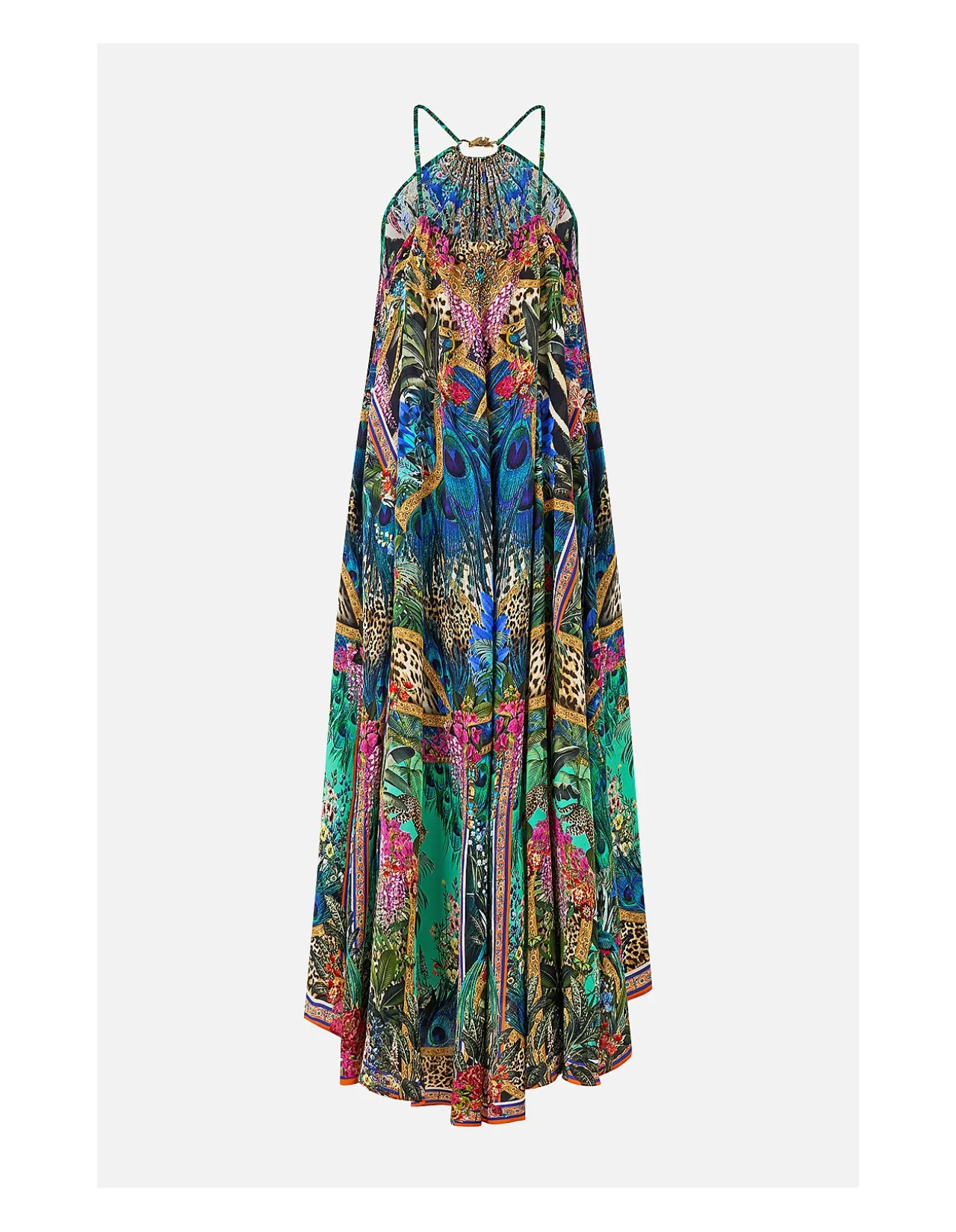 GATHER NECK HARDWARE MAXI DRESS