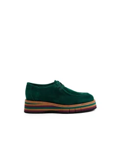 Gerlish Rainbow Platform Suede Lace Up Flats