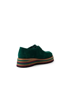 Gerlish Rainbow Platform Suede Lace Up Flats