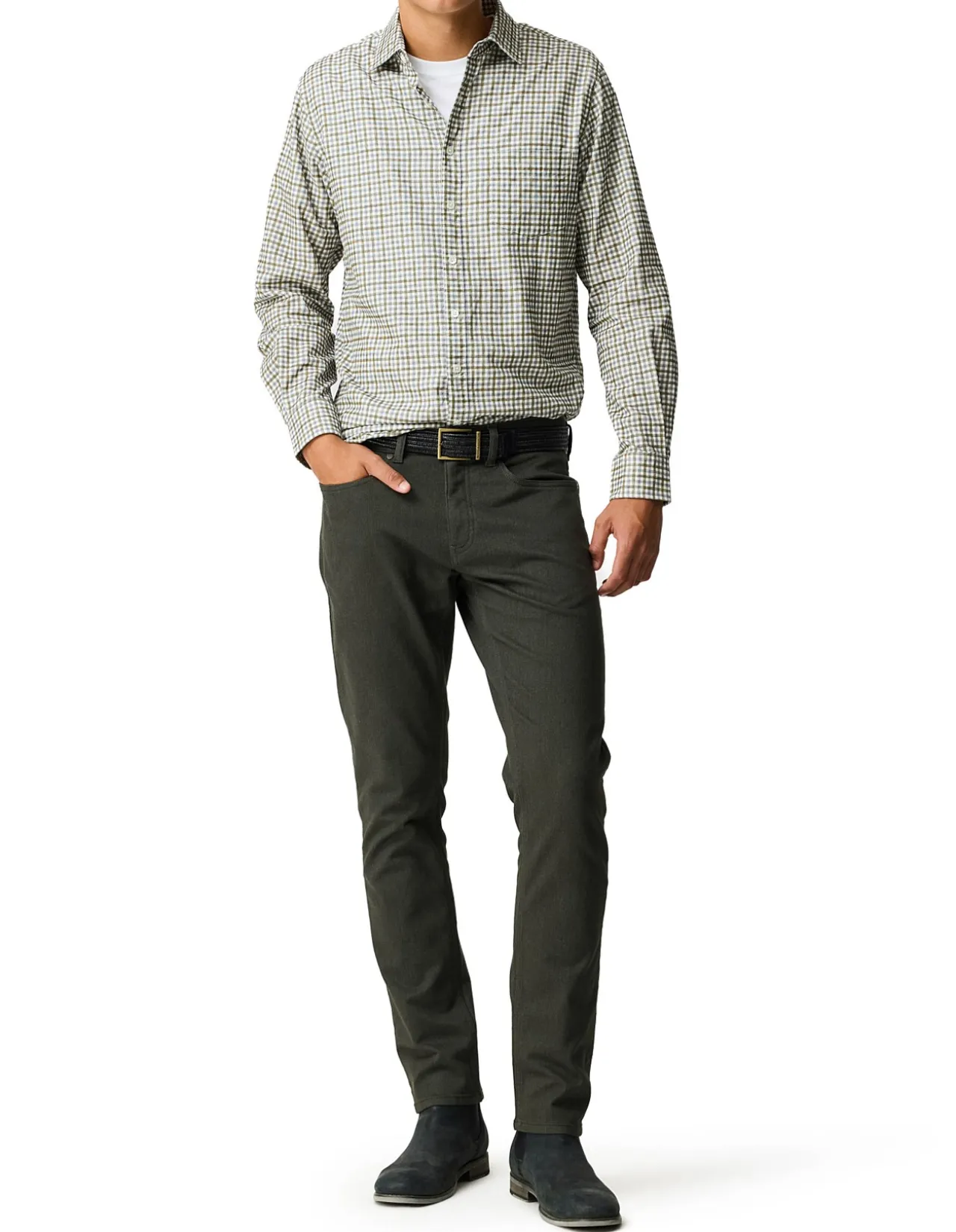GLEDKNOWE LONG SLEEVE SPORTS FIT SHIRT - OLIVE