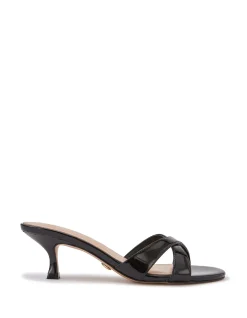 Gracie Black Patent Leather Kitten Heel Mule