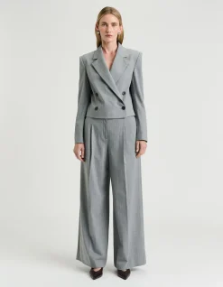 GREY PINSTRIPE STRAIGHT LEG PANT