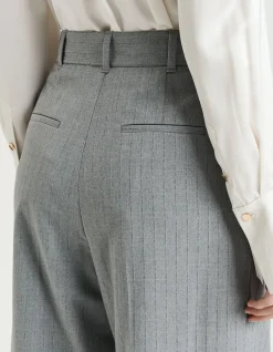 GREY PINSTRIPE STRAIGHT LEG PANT