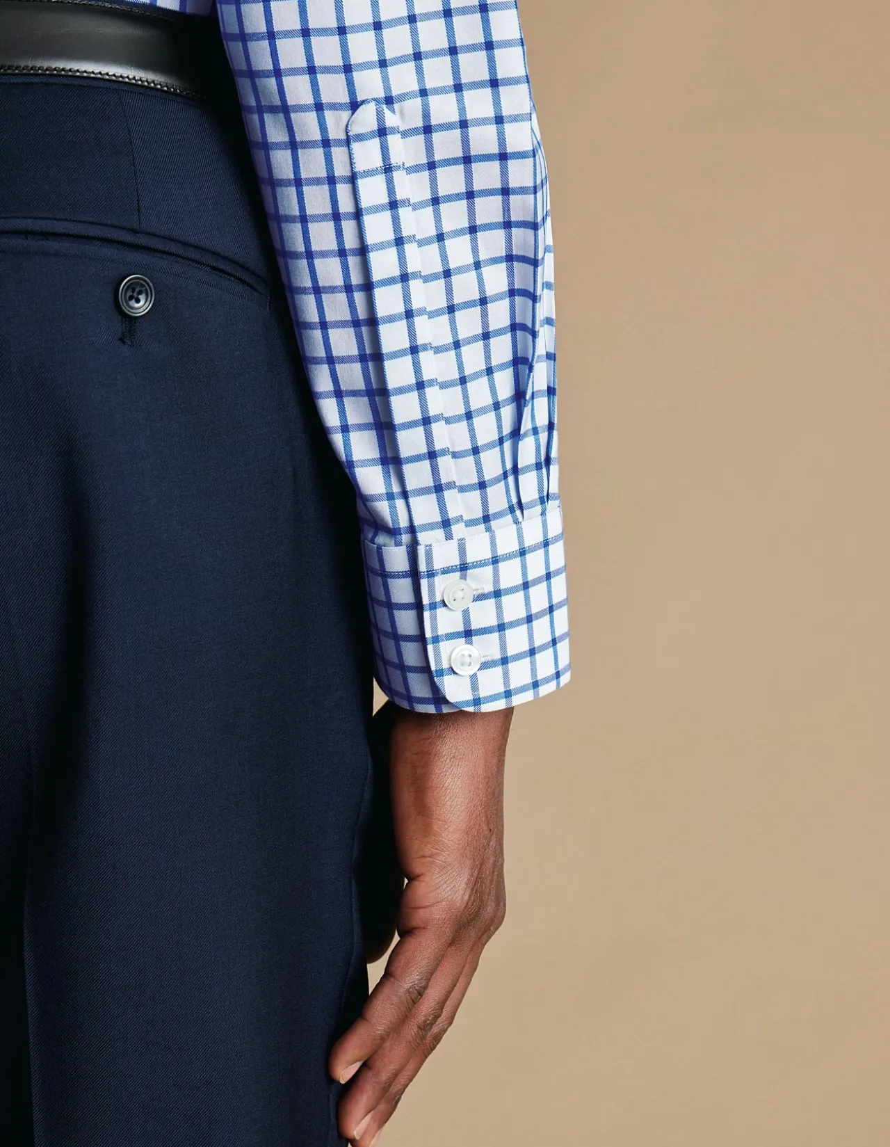 Grid check non-iron twill classic fit shirt