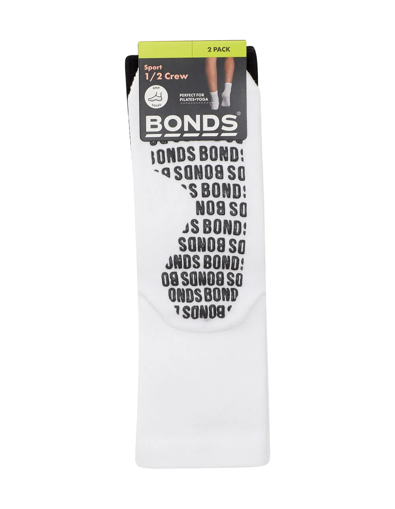 Grip Half Crew Non Slip Studio Socks 2 Pack