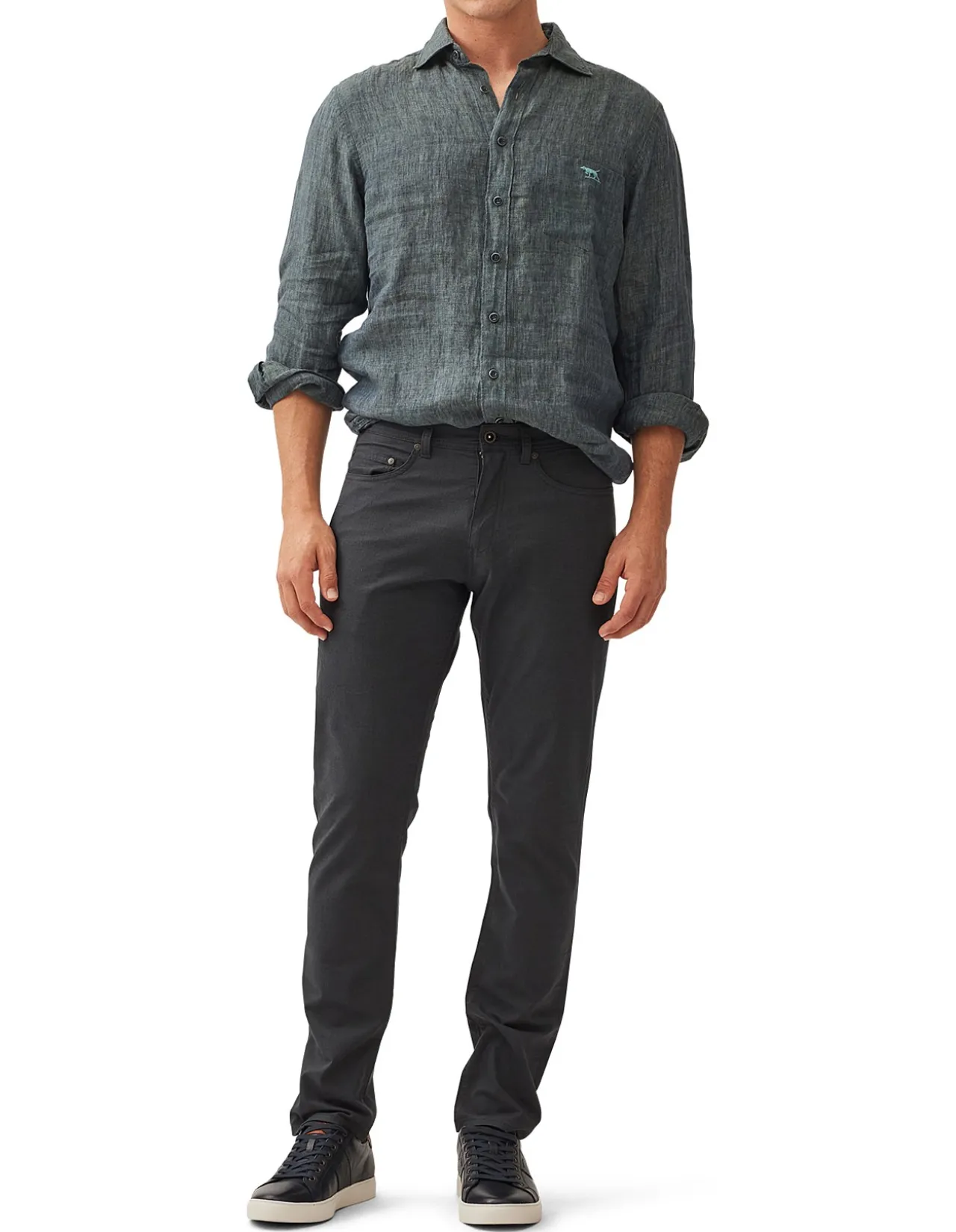 Gunn Straight Fit Micro Textured Cotton Jeans