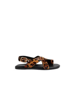 Hallo Leopard Crossover Strap Sandals