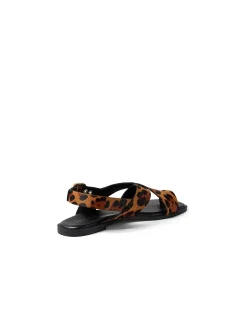Hallo Leopard Crossover Strap Sandals