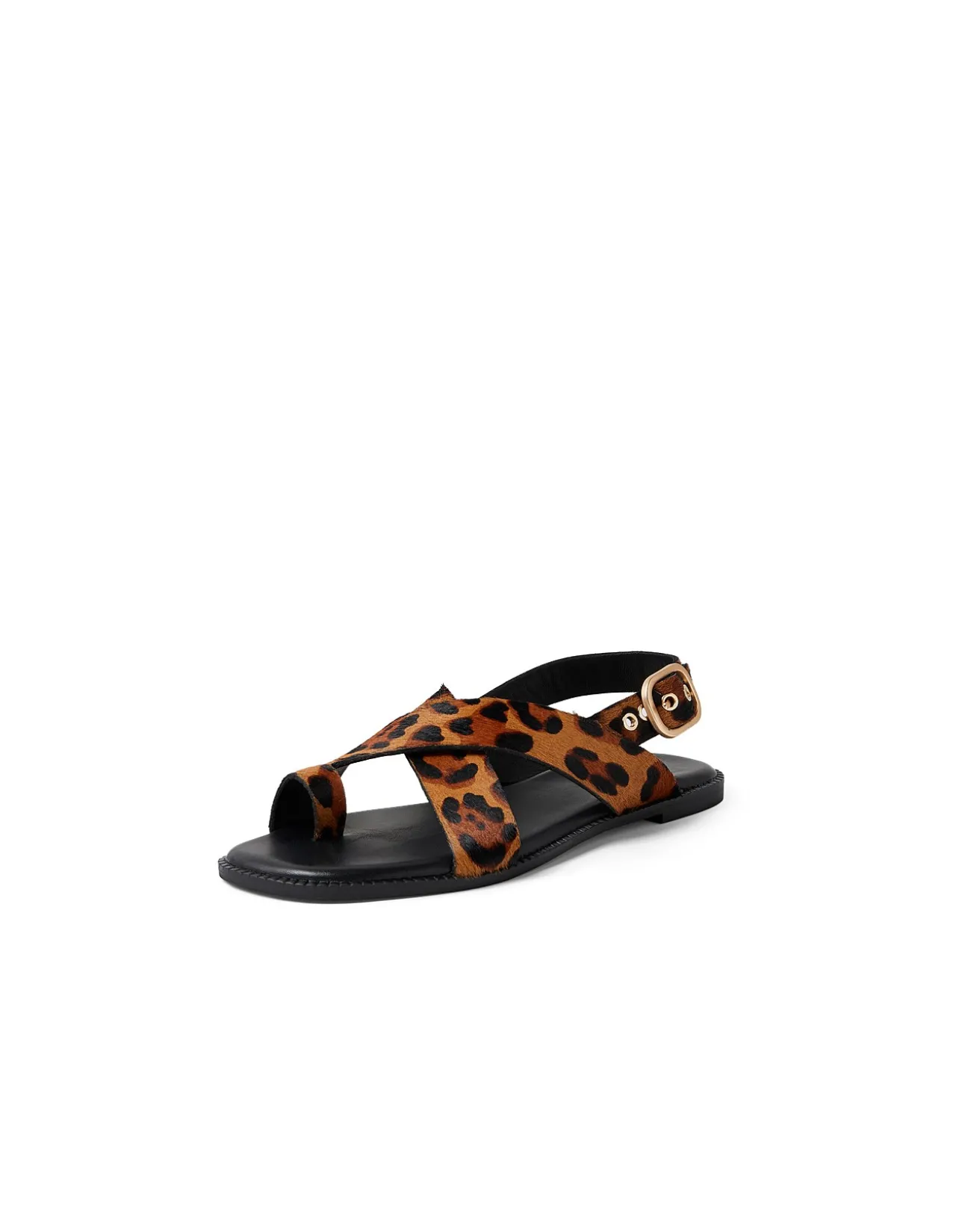 Hallo Leopard Crossover Strap Sandals