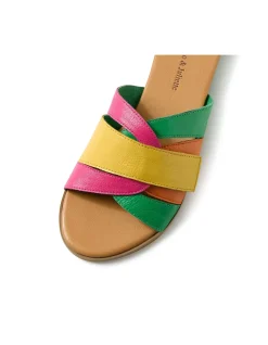 Harven Bright Multi Leather Slide Sandals