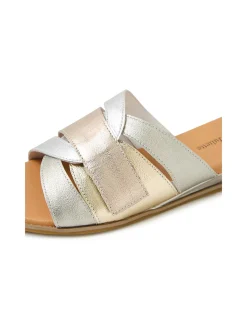 Harven Metallic Crossover Slide Sandals