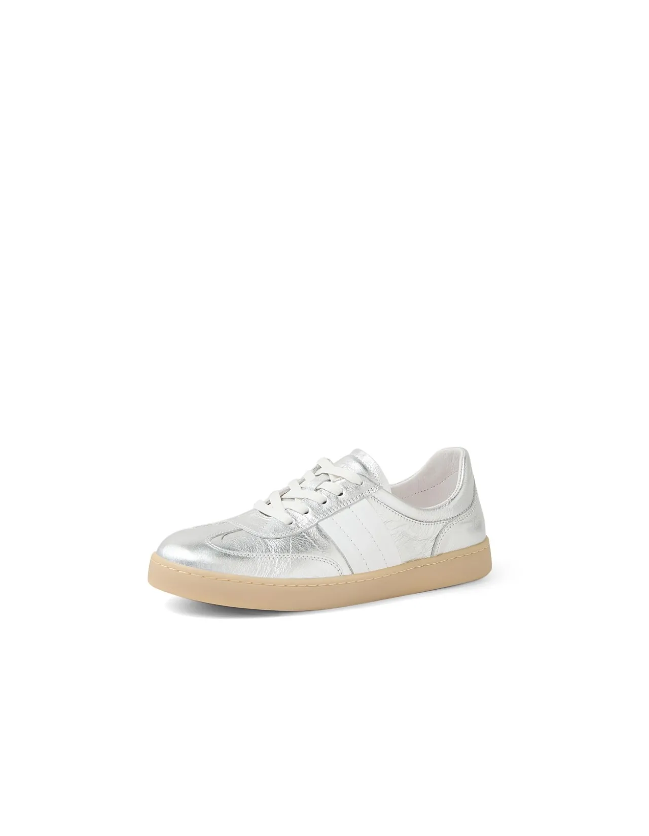 Harvey Metallic Leather Lace Up Trainers