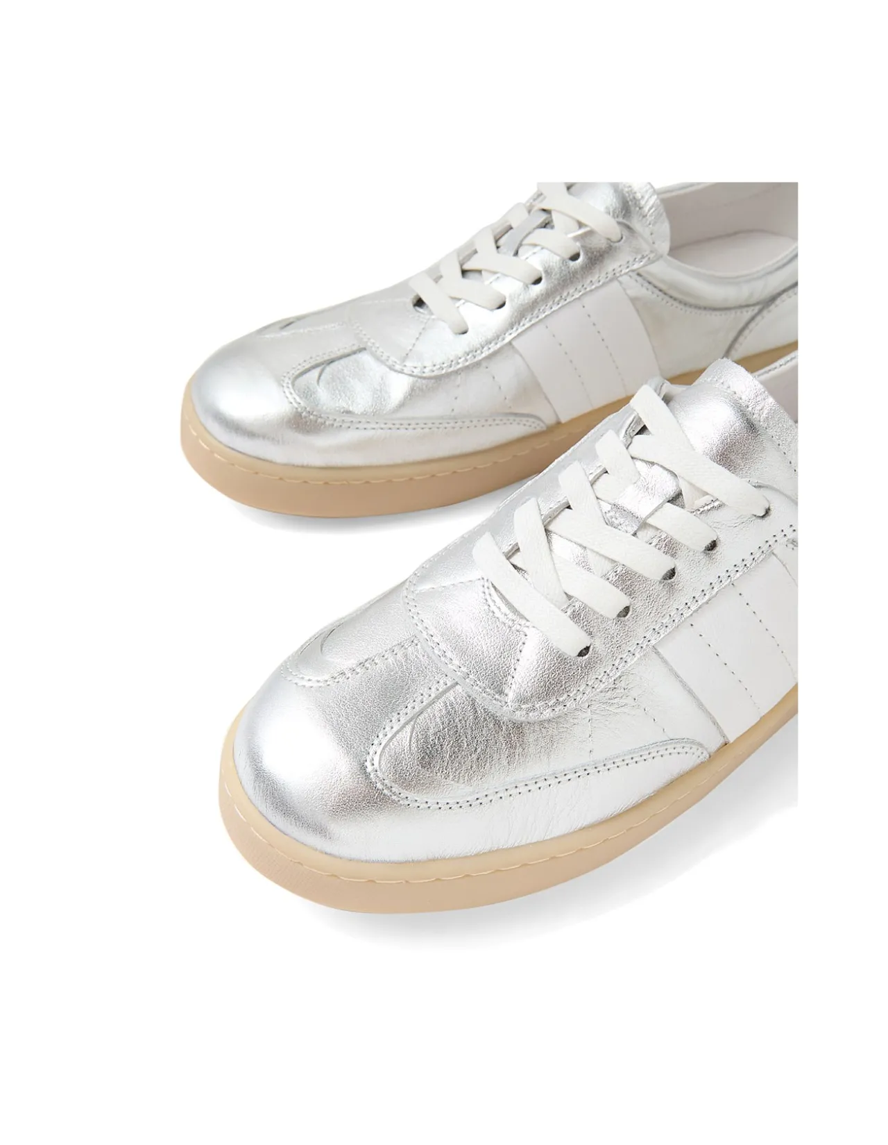 Harvey Metallic Leather Lace Up Trainers