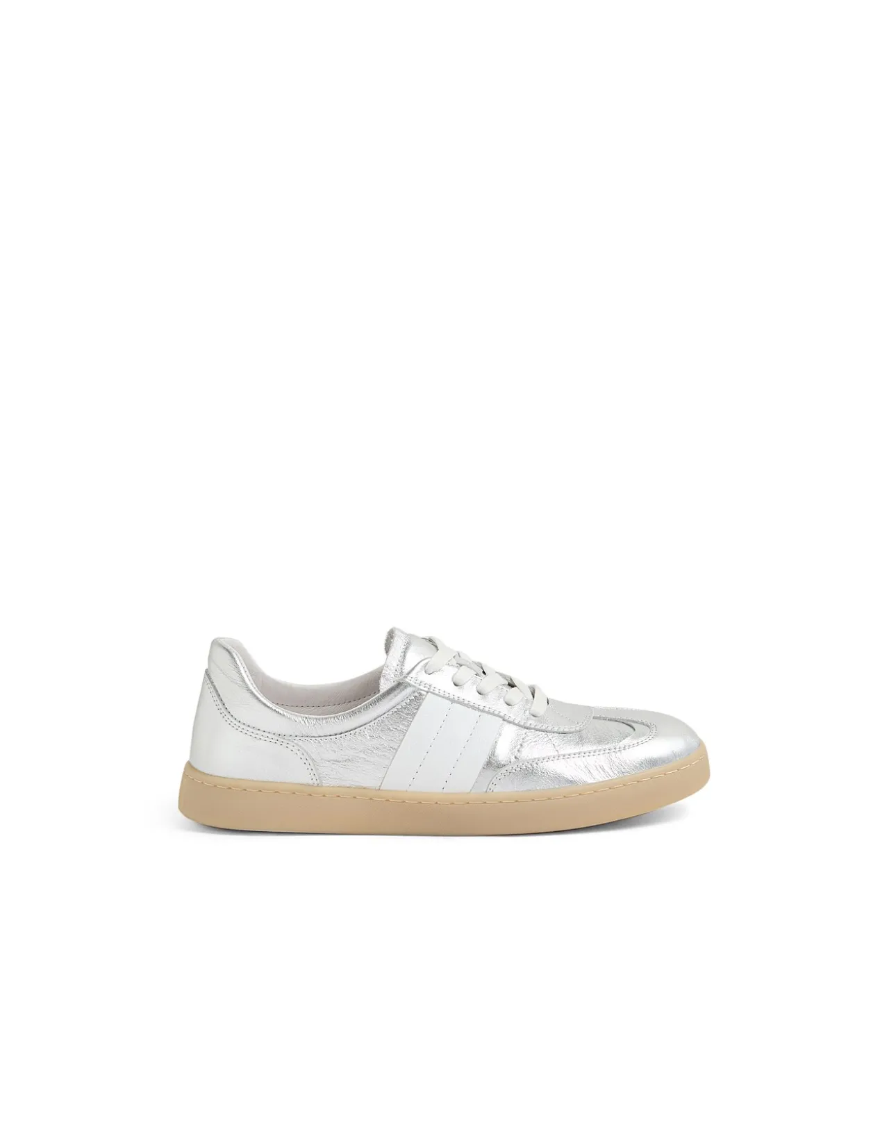 Harvey Metallic Leather Lace Up Trainers