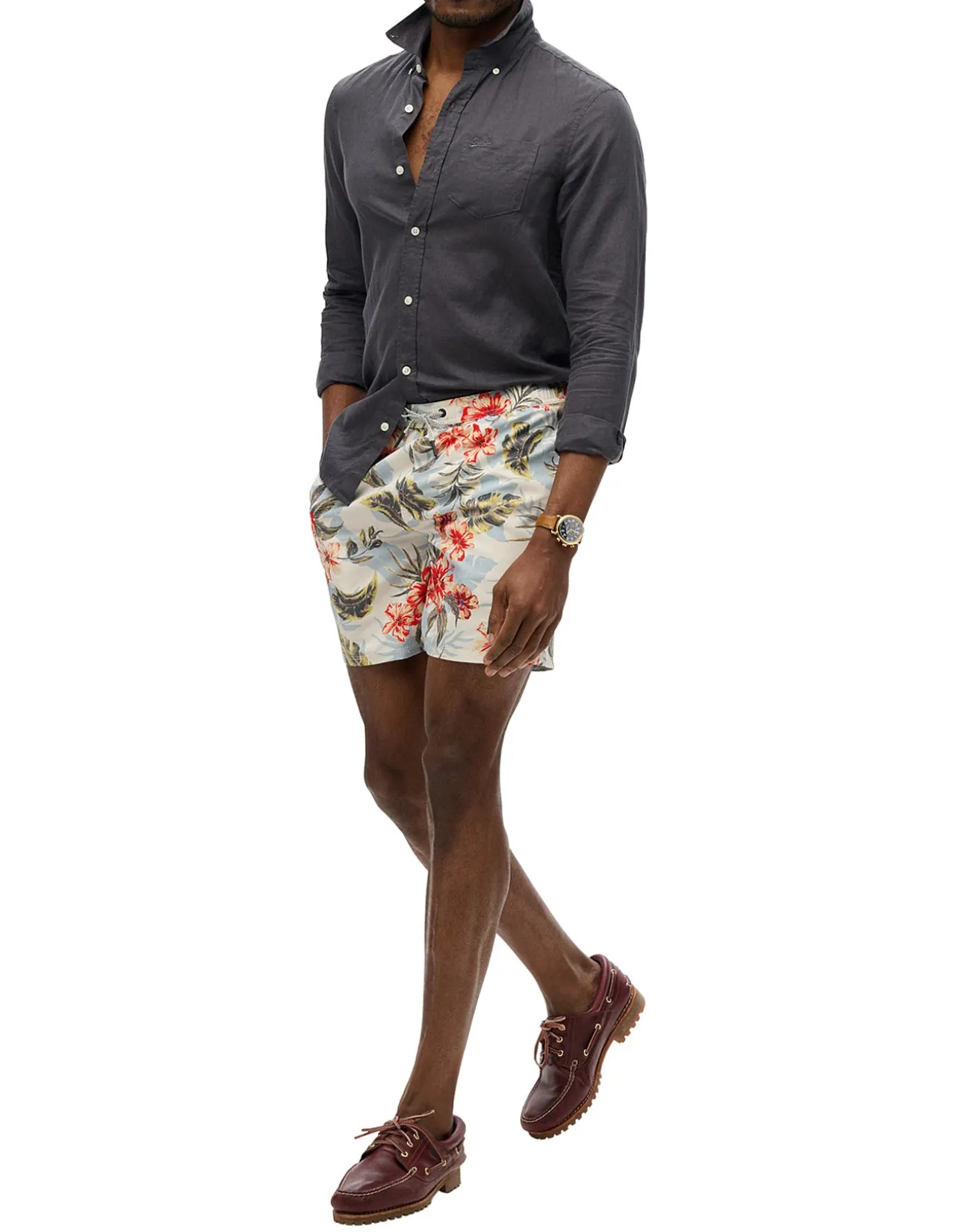 Hawaiian Print 17 Swim Short