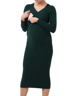 Heidi Nursing Knit Dress Forest