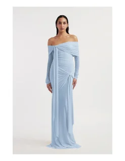 HELOISE OFF-SHOULDER MESH GOWN