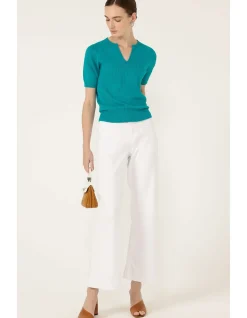 HENLEY KNIT TOP IN SEA GREEN