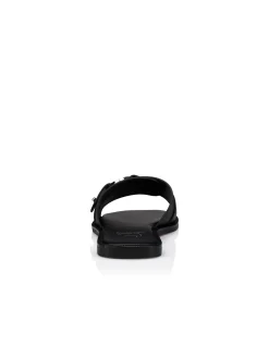 HER IN ROMA MULE FLAT LEATHER BLACK