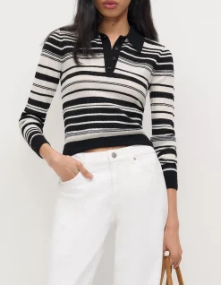 HERMIA STRIPED LS POLO KNIT
