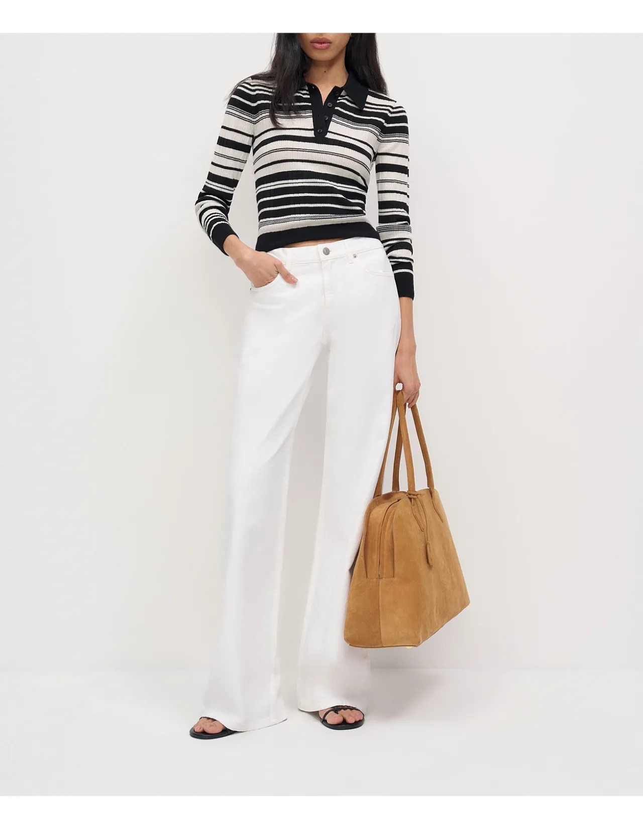 HERMIA STRIPED LS POLO KNIT