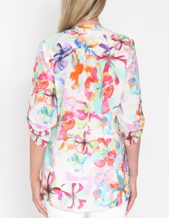 Hibiscus Haze Cotton Tab Sleeve Shirt