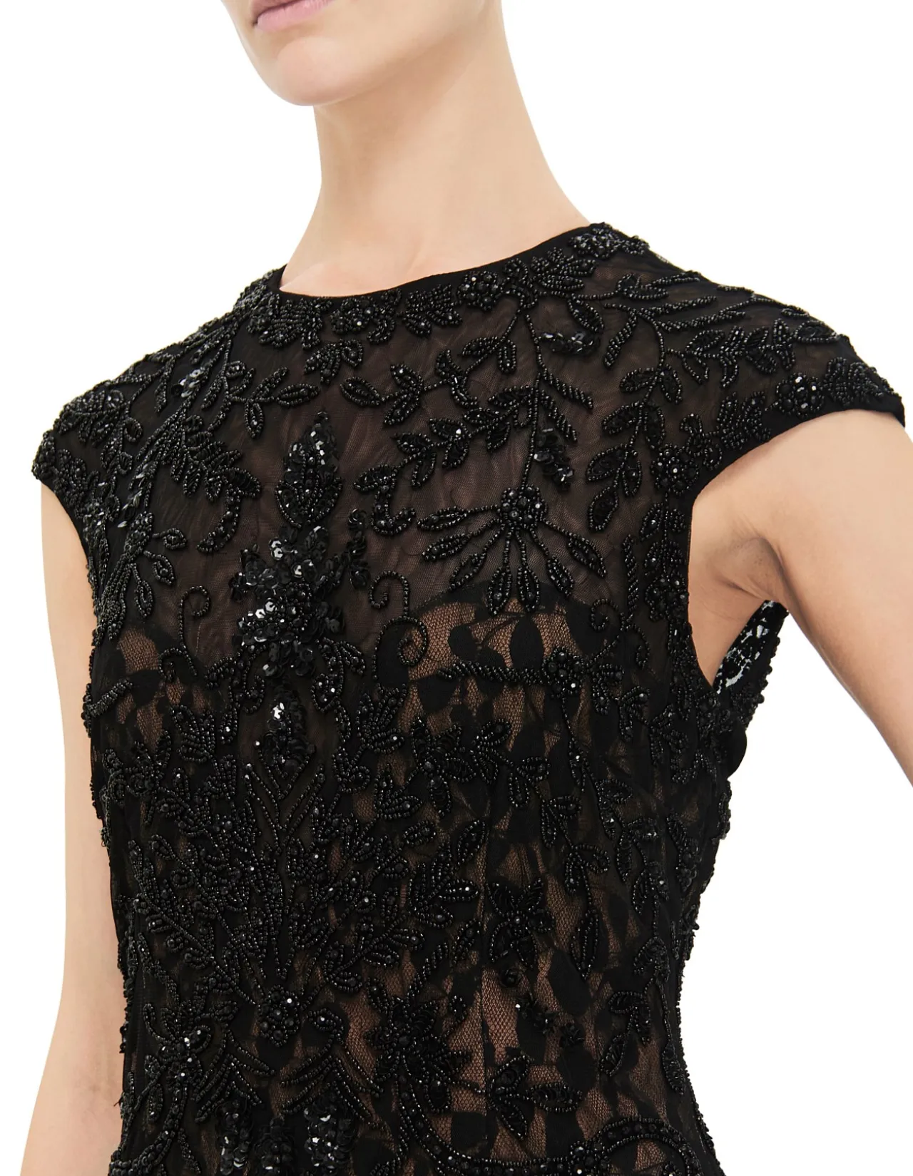 HIGH NECK CAP SLEEVE GOWN