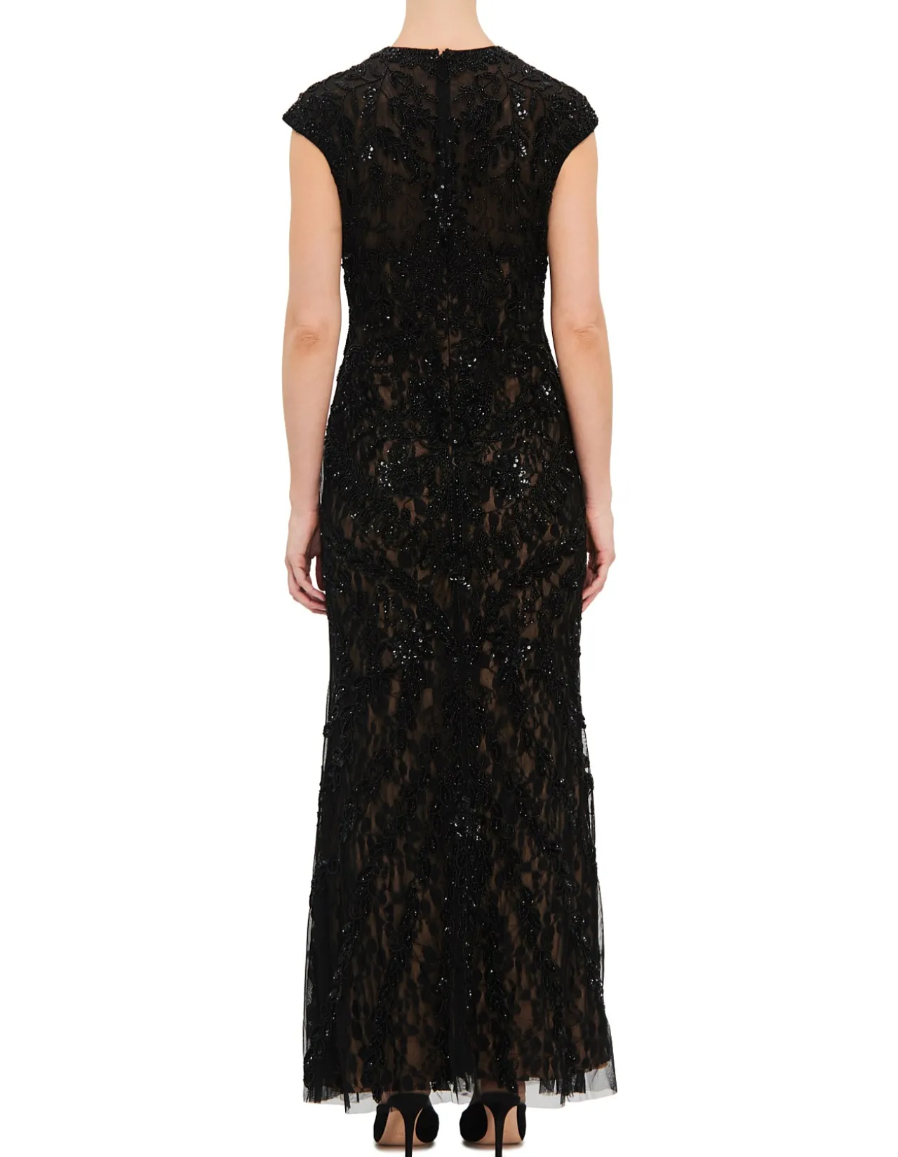 HIGH NECK CAP SLEEVE GOWN