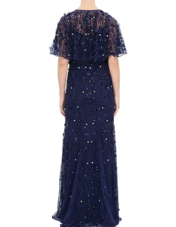 HIGH NECK SHAWL SLEEVE GOWN
