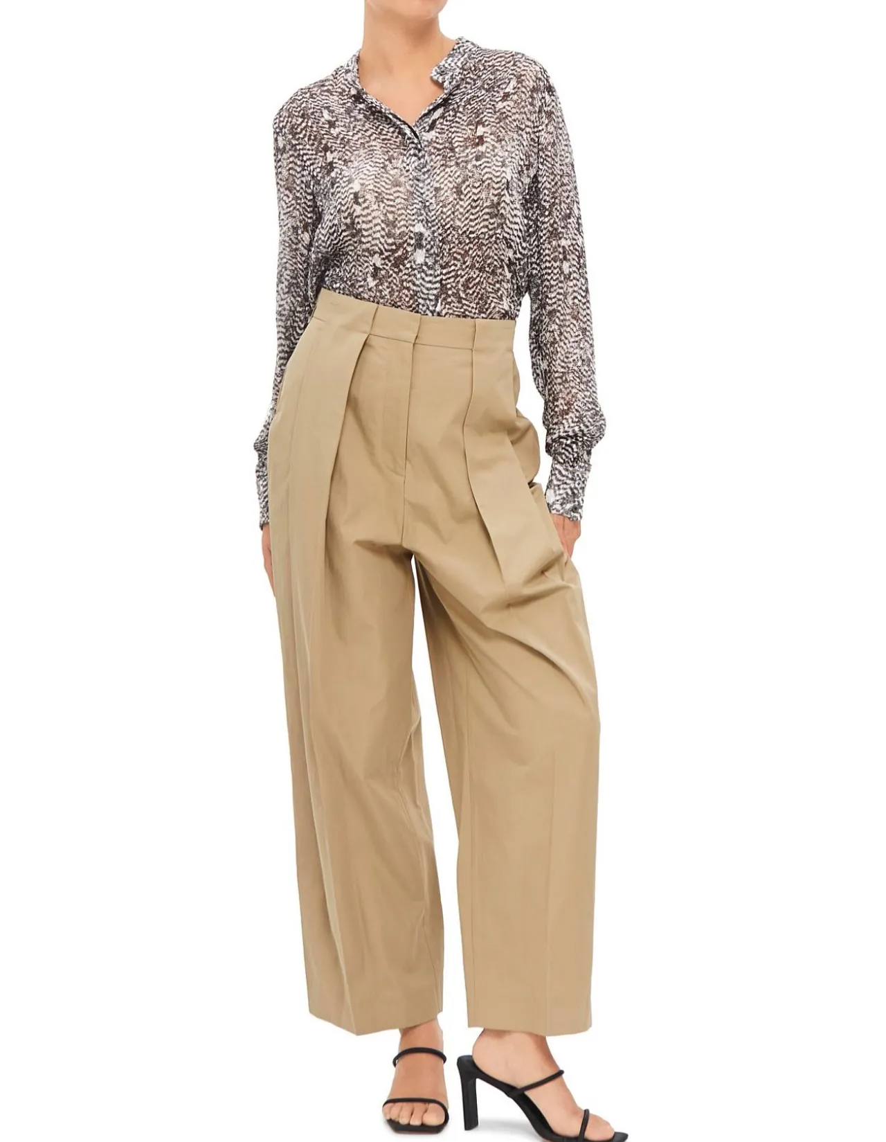 High Waist Pleated Loose Cotton Pants