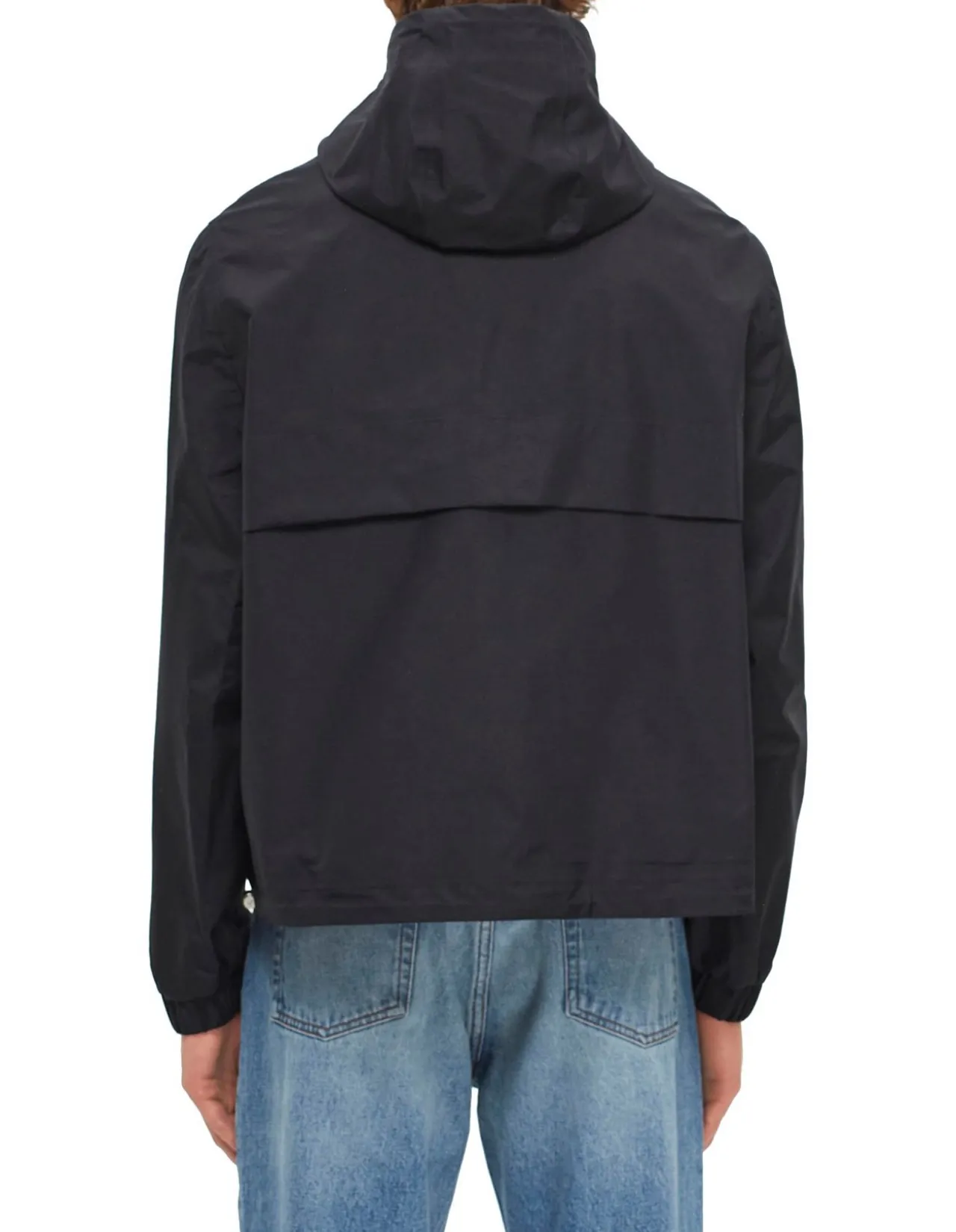 Hooded Windbreaker with Adjustable Drawstring
