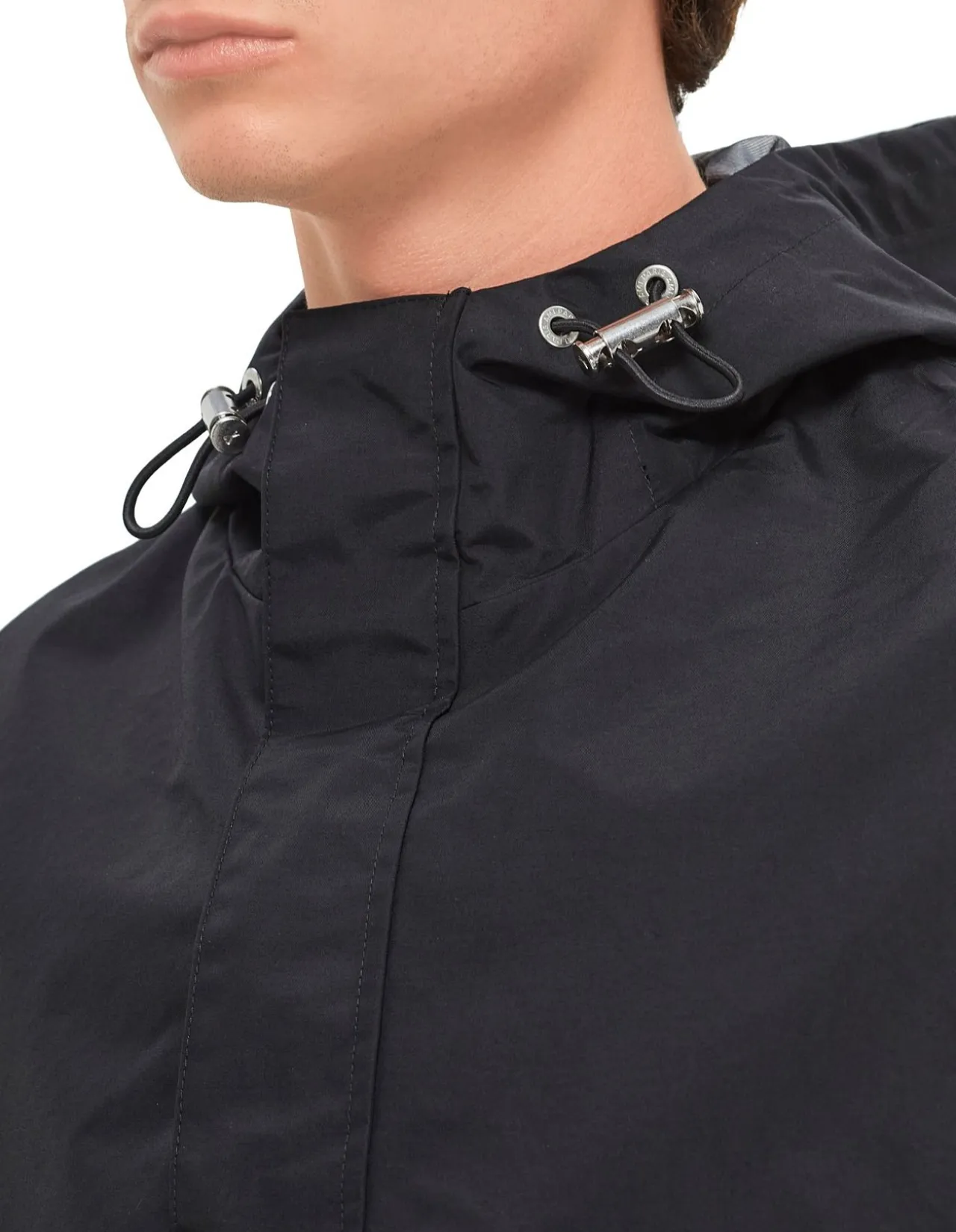 Hooded Windbreaker with Adjustable Drawstring