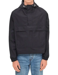 Hooded Windbreaker with Adjustable Drawstring