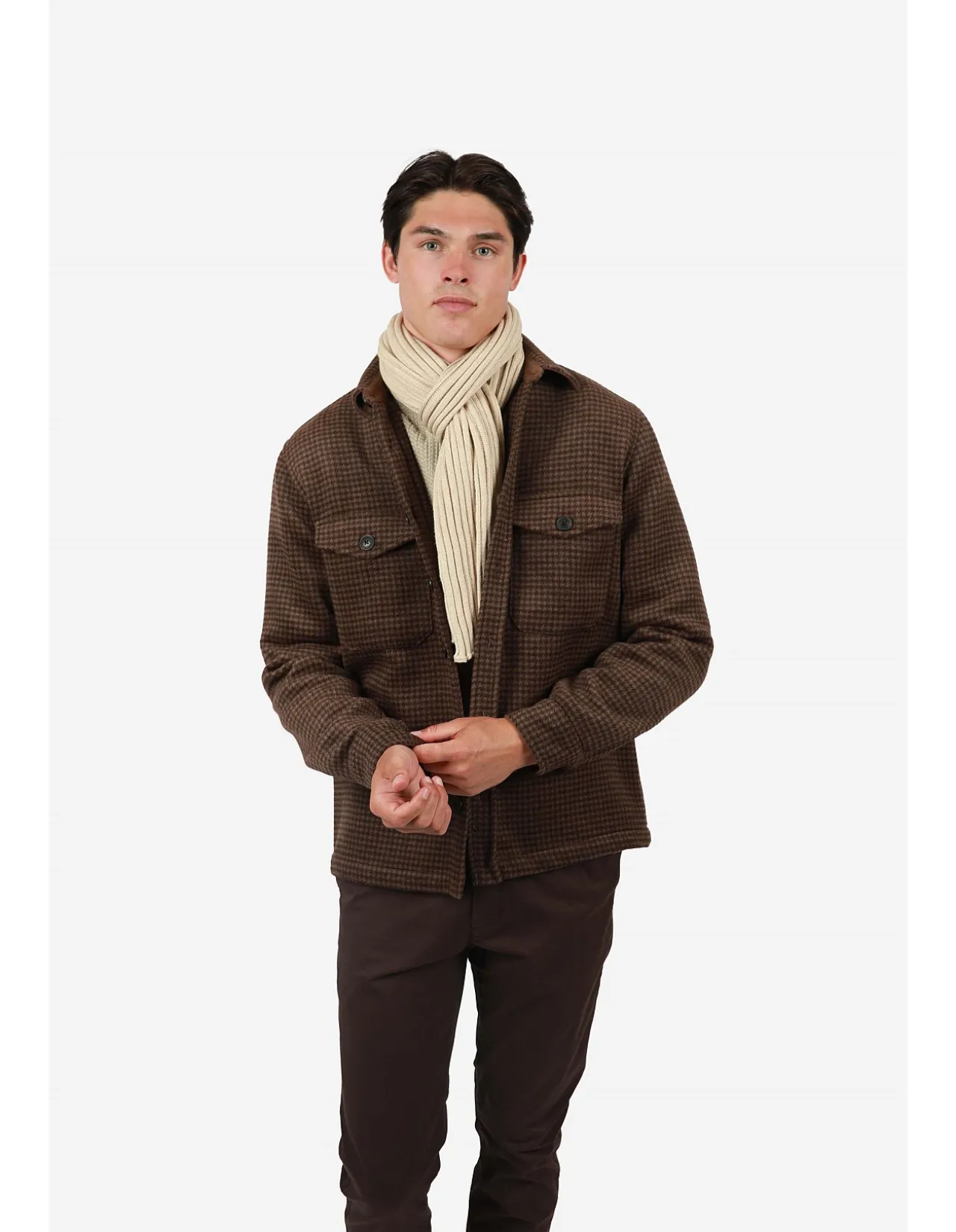 HOUNDSTOOTH WOOL BLND JACKET