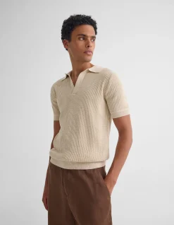 HUCK LINED KNITTED POLO