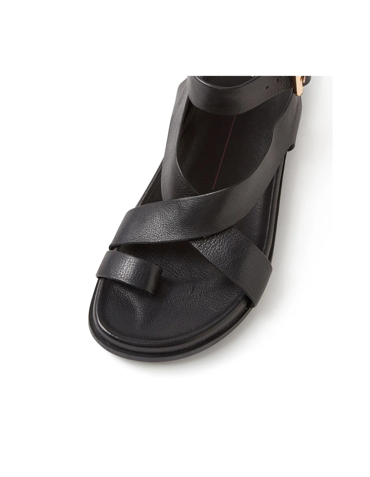 Huiro Cross Strap Buckled Flat Sandals