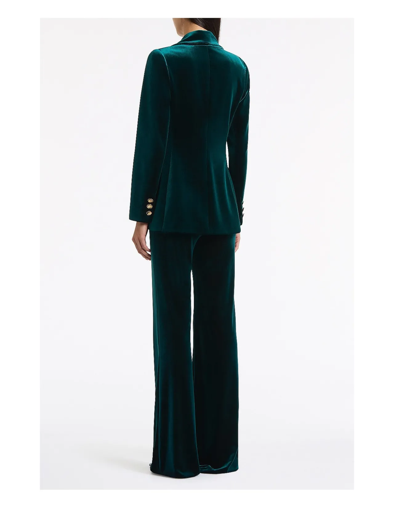 HUNTER GREEN VELVET LONGLINE JACKET