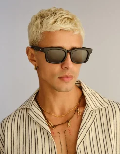 ICEBERG + BLACK SQUARE KHAKI MONO POLARIZED SUNGLASSES