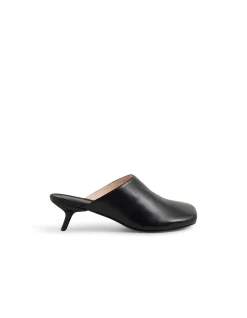 Iknow Low Rectangular Heel Leather Mules