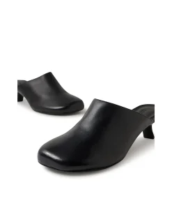 Iknow Low Rectangular Heel Leather Mules