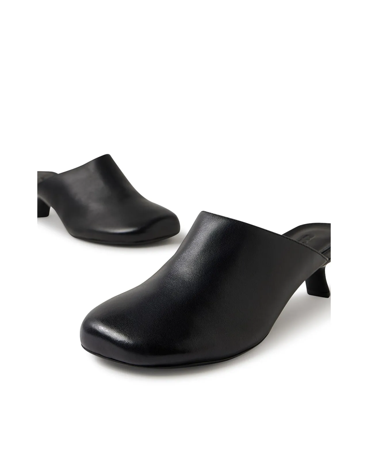 Iknow Low Rectangular Heel Leather Mules