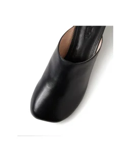 Iknow Low Rectangular Heel Leather Mules