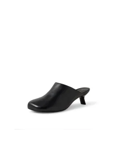 Iknow Low Rectangular Heel Leather Mules