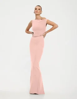 Inaya Off Shoulder Crepe Floor Length Gown