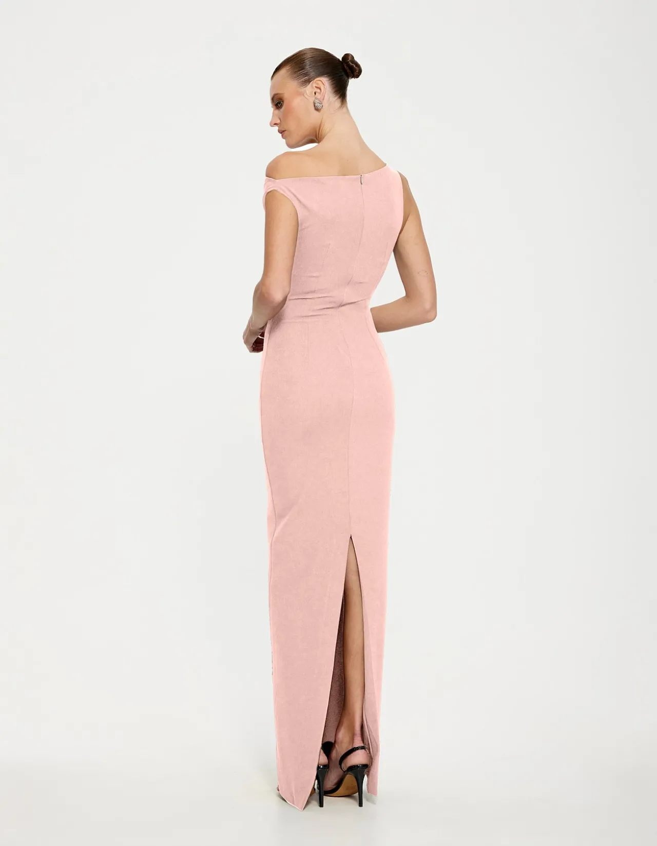 Inaya Off Shoulder Crepe Floor Length Gown