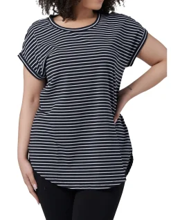 INDIGO TONIC - LAUREN LONGLINE STRIPE TEE