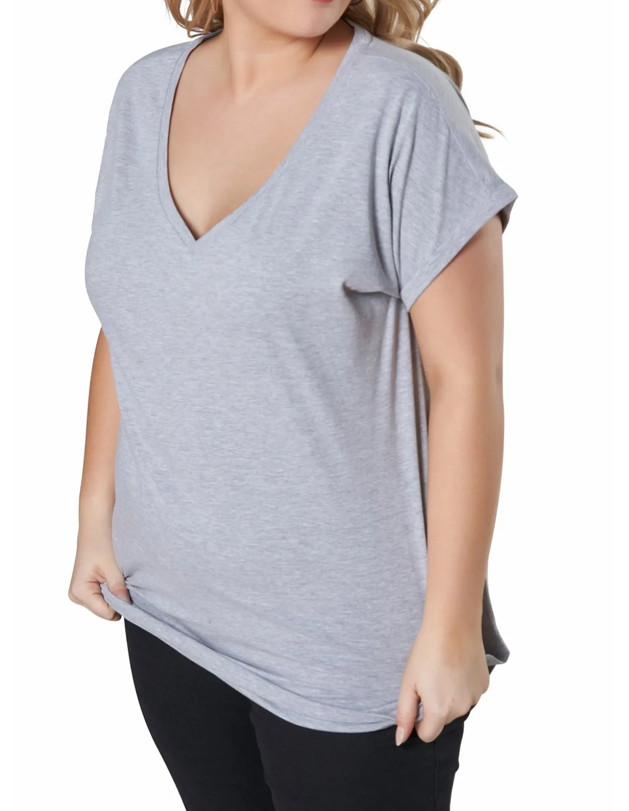 INDIGO TONIC - JACINTA LONGLINE V NECK TEE