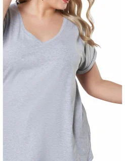 INDIGO TONIC - JACINTA LONGLINE V NECK TEE