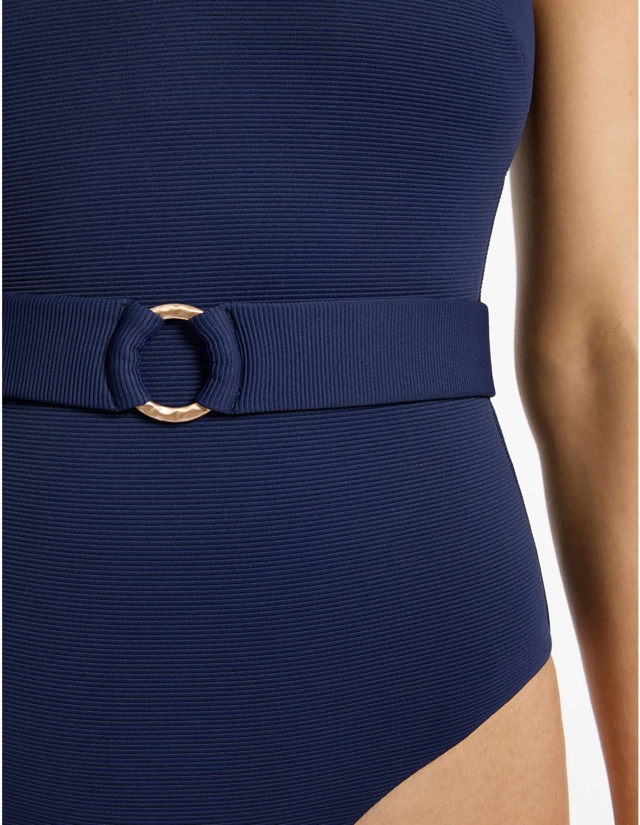 Isla Rib V Neck Belted One Piece Swimsuit